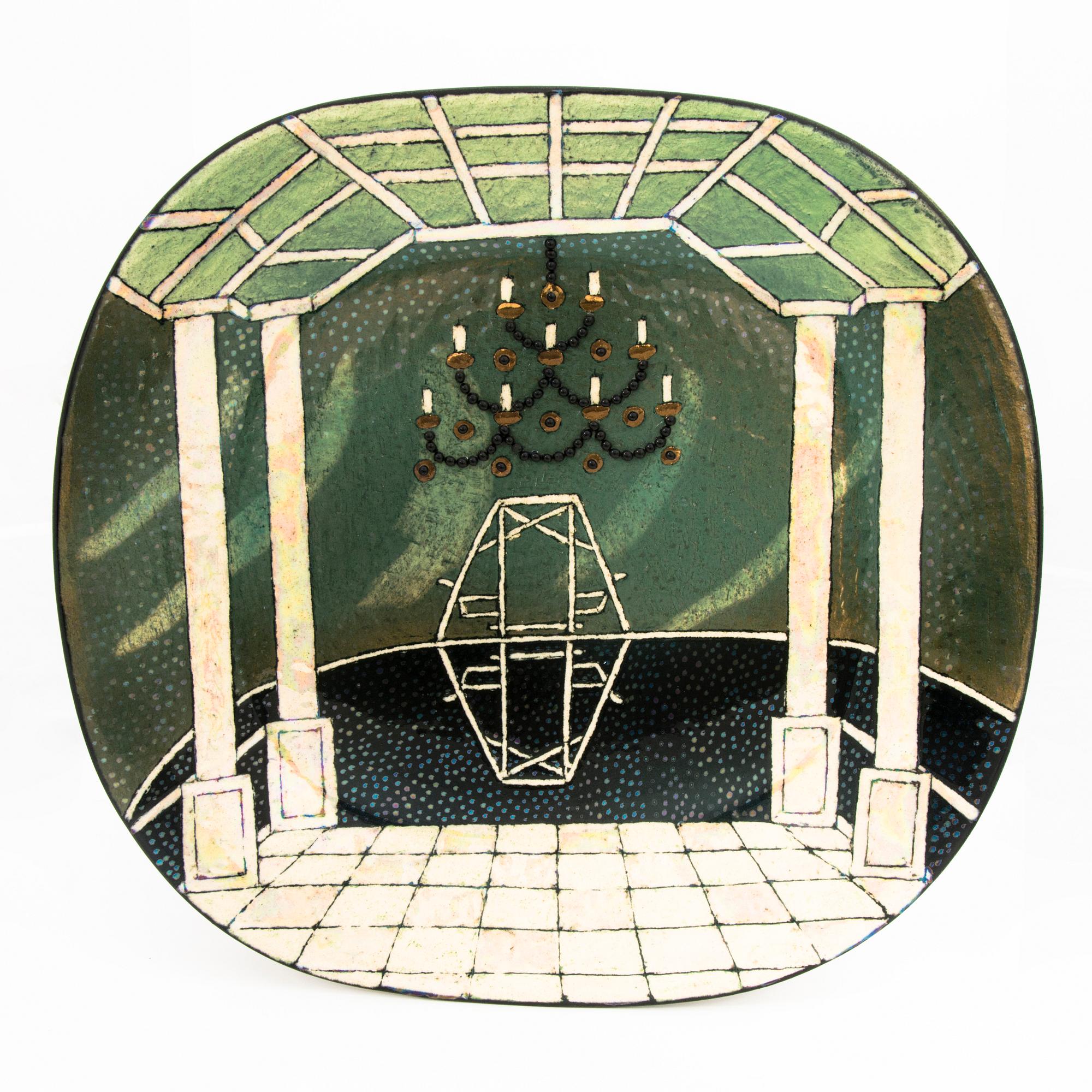 BIRGER KAIPIAINEN, a stoneware decorative dish signed Kaipiainen Arabia.