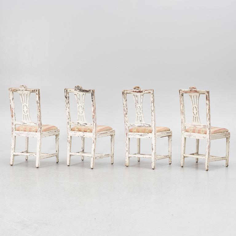 Four late Gustavian chairs, Sweden, end of the 18th century.
