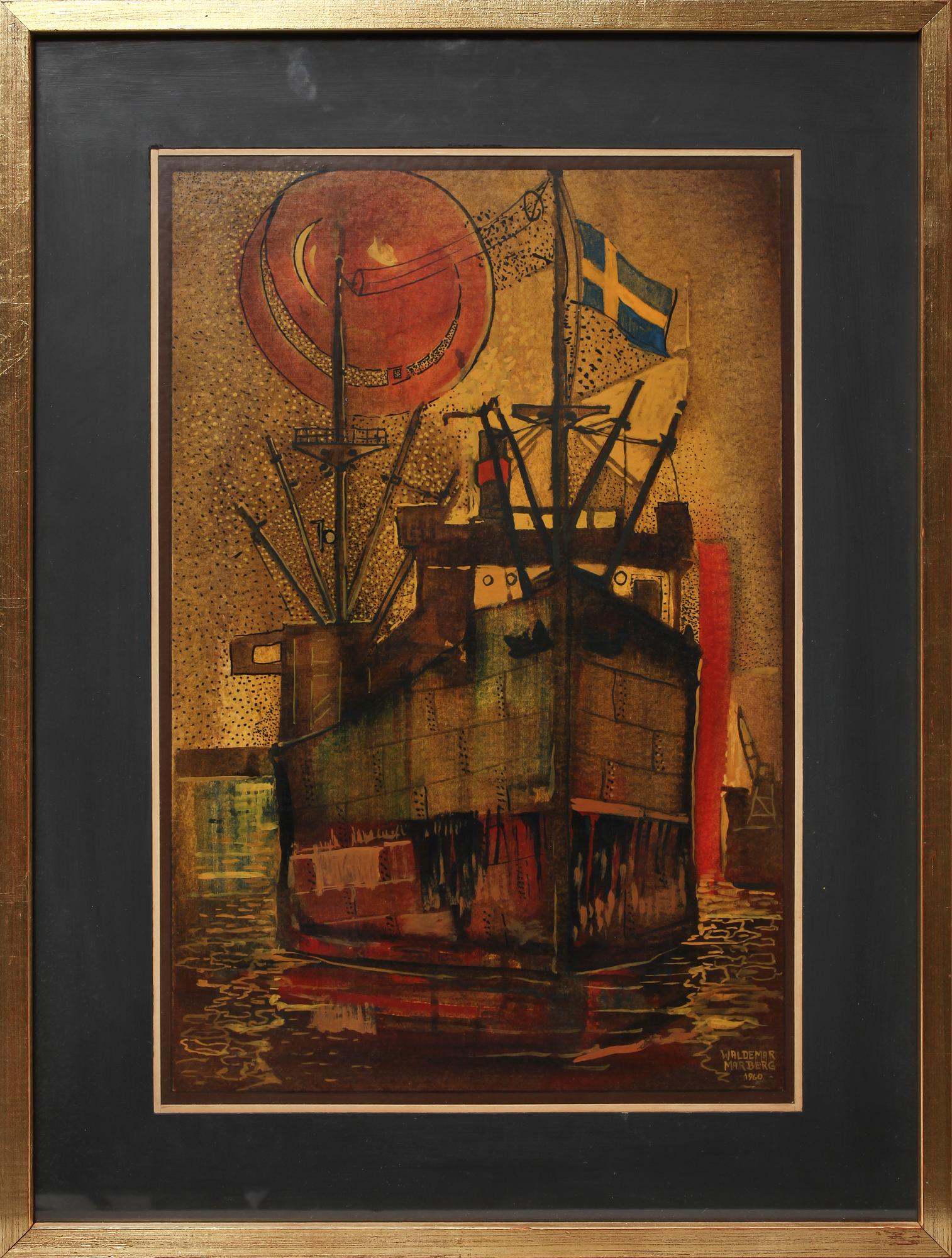 WALDEMAR MARBERG, blandteknik, sign o dat 1960.