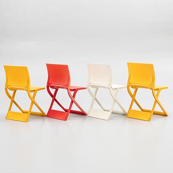 Jens Ring Bursche, folding chairs, 4 pcs, "Fun Waves", for Figurae di Jd., Italy, 21st century.