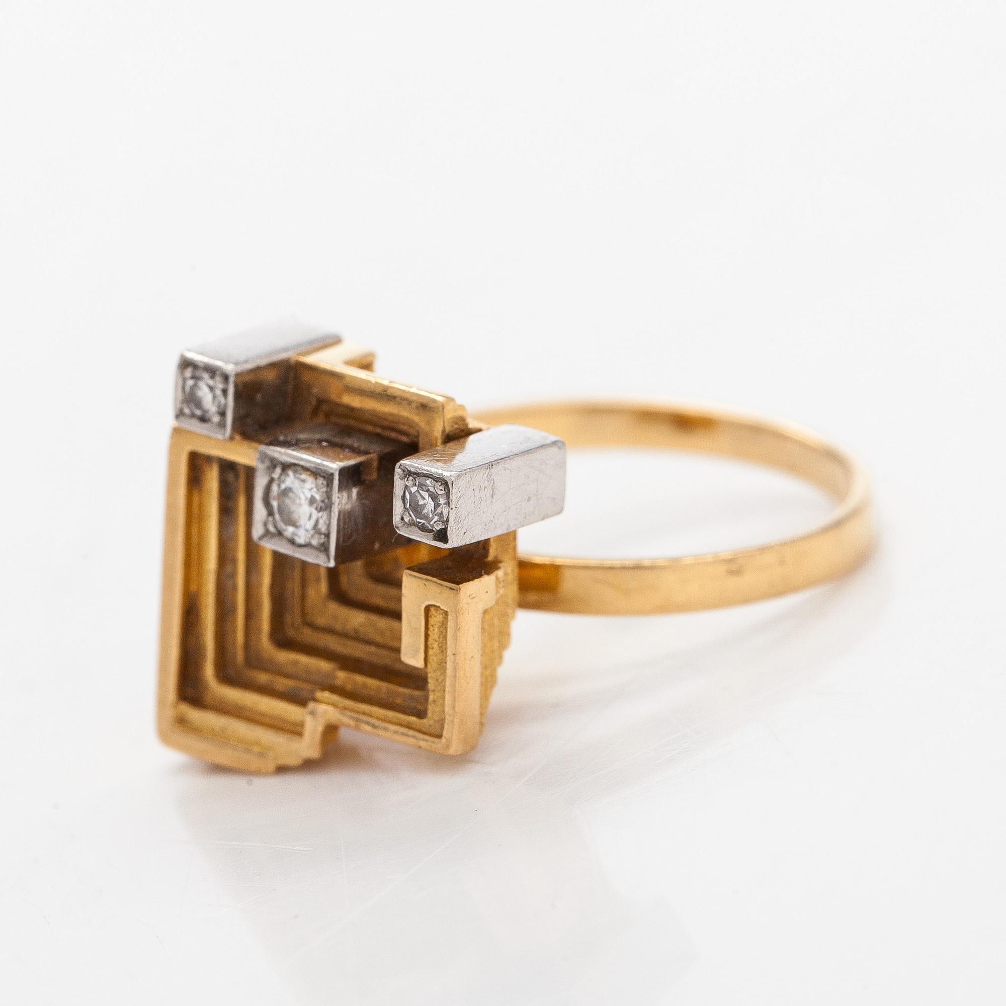 Björn Weckström, ring, "Soltempel", briljantslipade diamanter, 18K guld, Lapponia 1974.