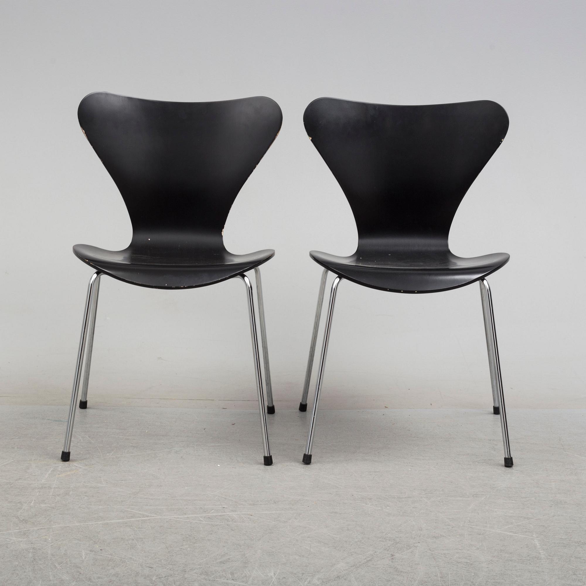 ARNE JACOBSEN, stolar, 7 st, "Sjuan", Fritz Hansen,