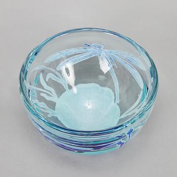 Astrid Gate, skål, glas, "Trollslända", Johansfors, Limited Edition, nr 62/299.