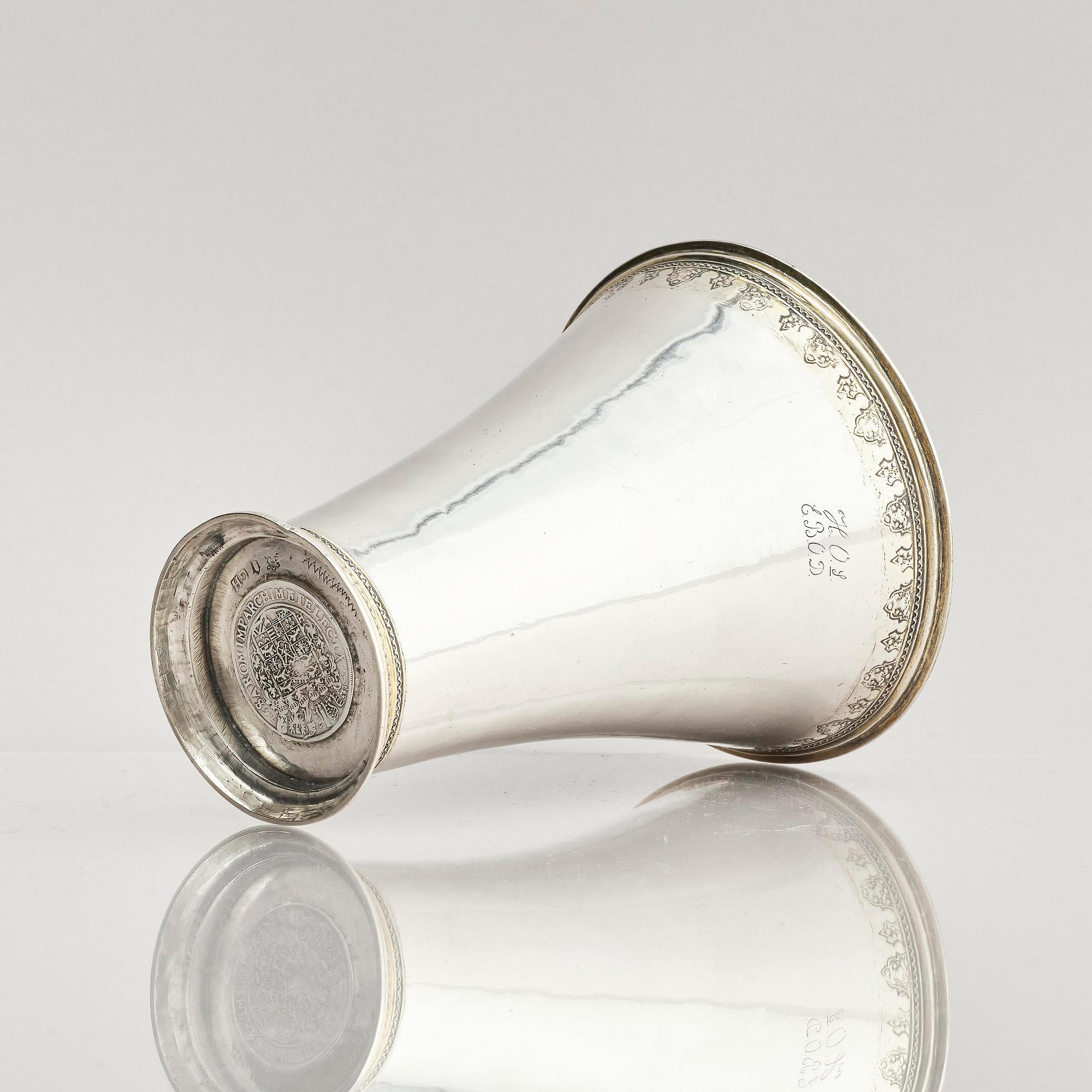 A Swedish 18th century parcel-gilt silver beaker, mark of Gustaf Henning, Stockholm 1752.