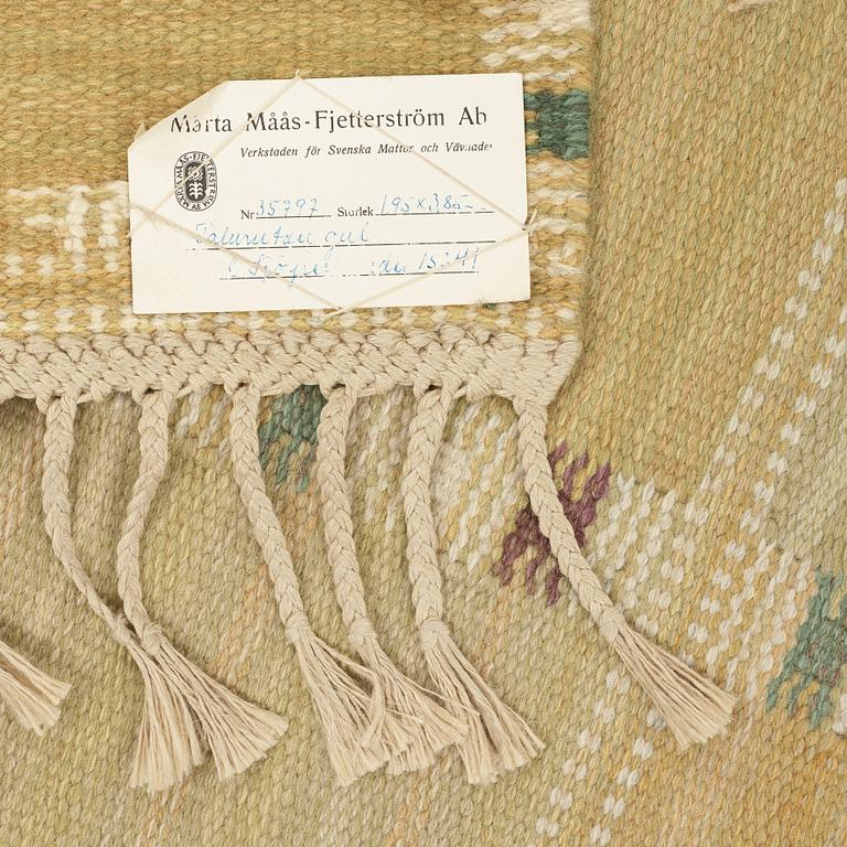 Barbro Nilsson, A CARPET, "Falurutan gul", flat weave, ca 390 x 201 cm, signed AB MMF BN.