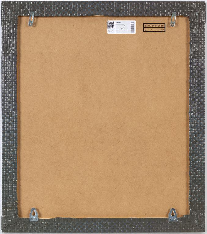David Svensson, acrylic on woven plastic on panel, signed and dated 2002 verso.
