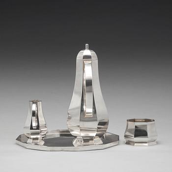 Wiwen Nilsson, A Wiwen Nilsson sterling coffee service with a tray, Lund, Sweden 1967.