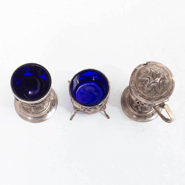 Table accessories, 3 pieces, silver, Louis XVI style, early 20th century.