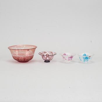 Eva Englund, skålar, glas, Orrefors, signerade.