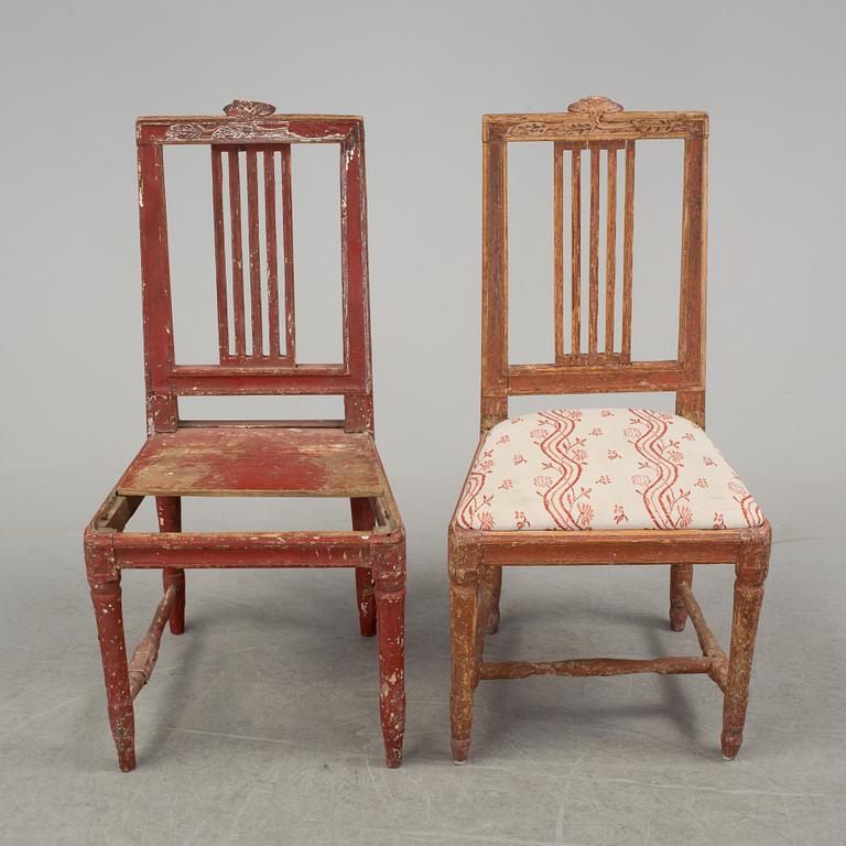 a pair of gustavian chairs from the late 18th century.