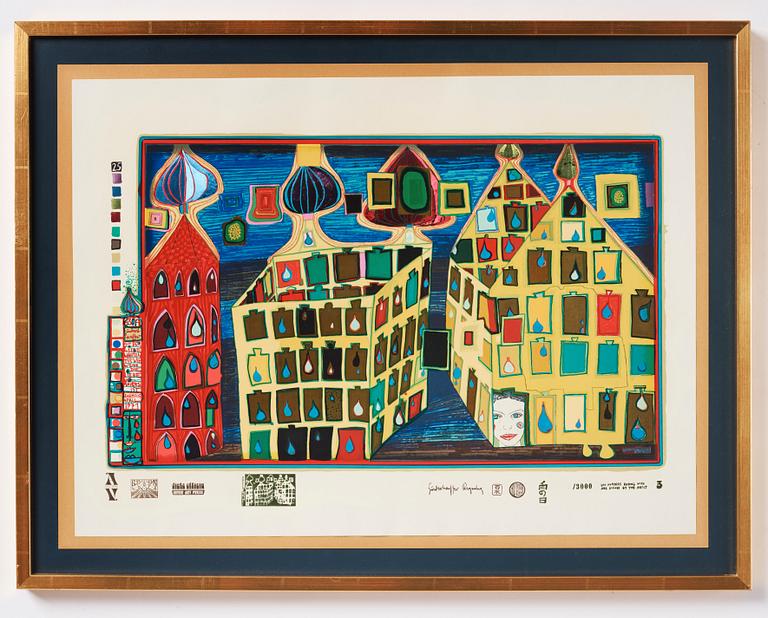 Friedensreich Hundertwasser, "Look at it on a rainy day (The Regentag portfolio)".