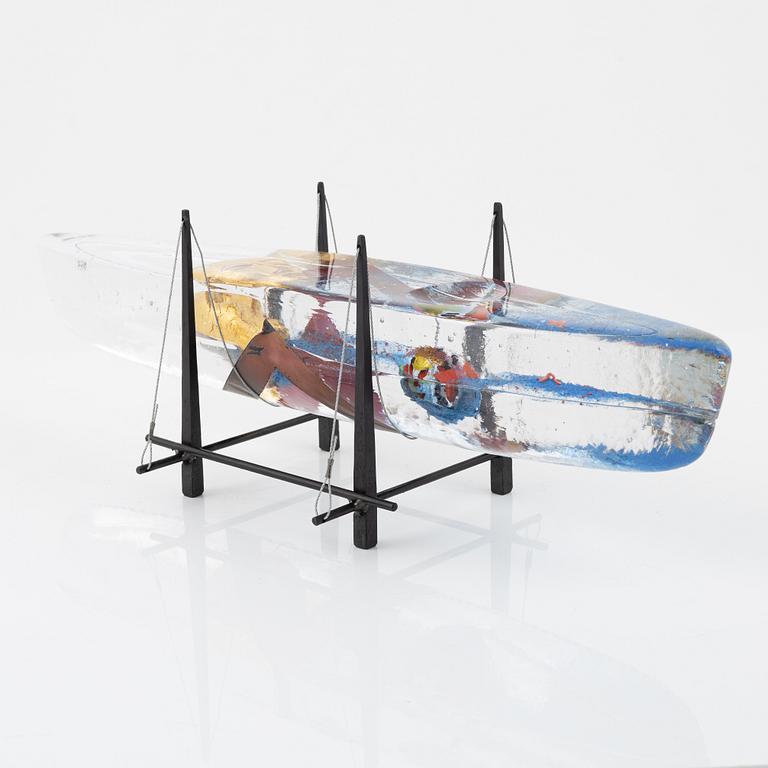 Bertil Vallien, 'Voyage XVIX', a unique cast glass sculpture of a boat, Kosta Boda, Sweden.
