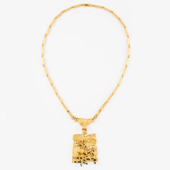 Björn Weckström, necklace 18K gold, with tourmaline sticks "The Flowering Wall", Lapponia 1974.