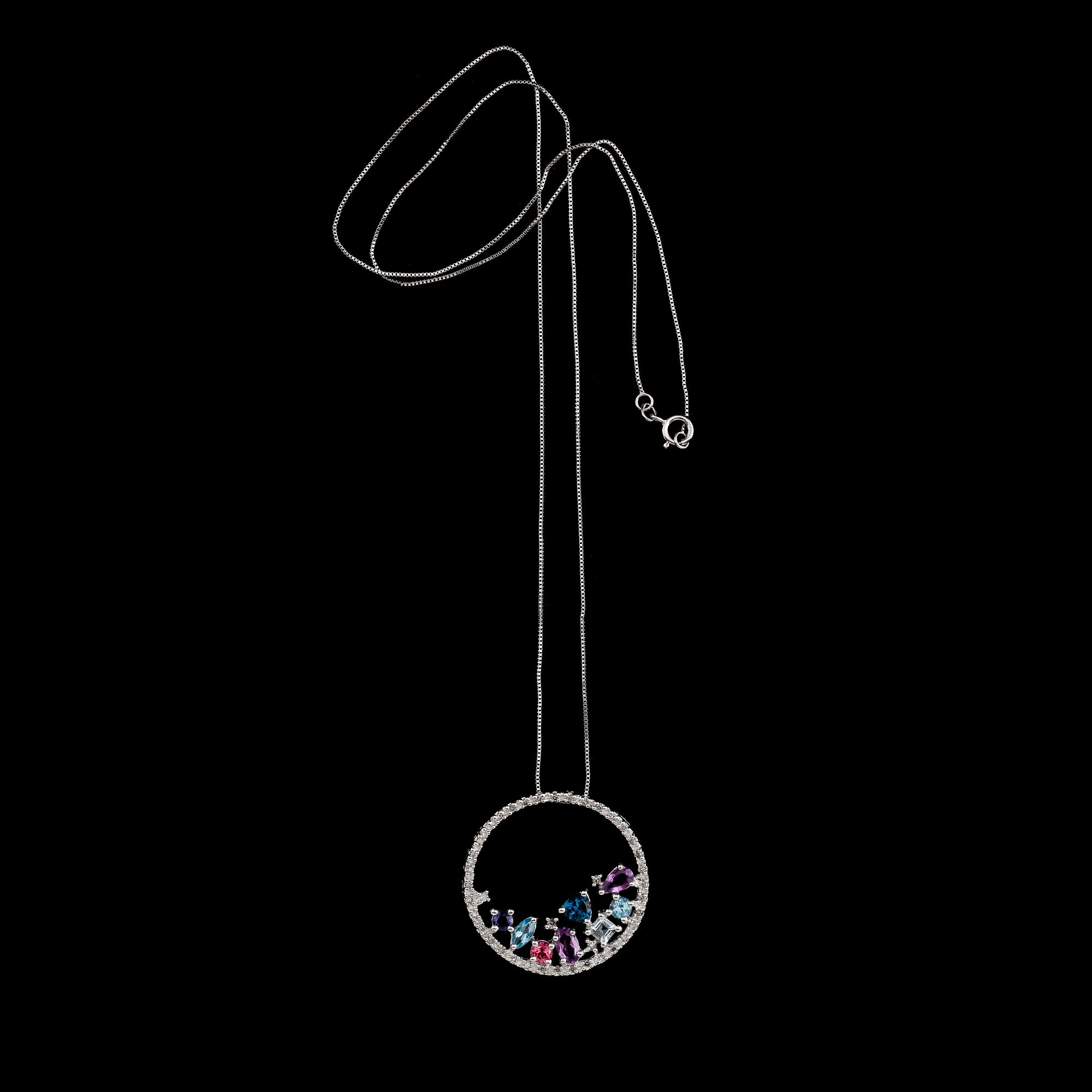 HÄNGE, 14 k guld, olikfärgade topaser, briljantslipade diamanter tot ca 0.12 ct.