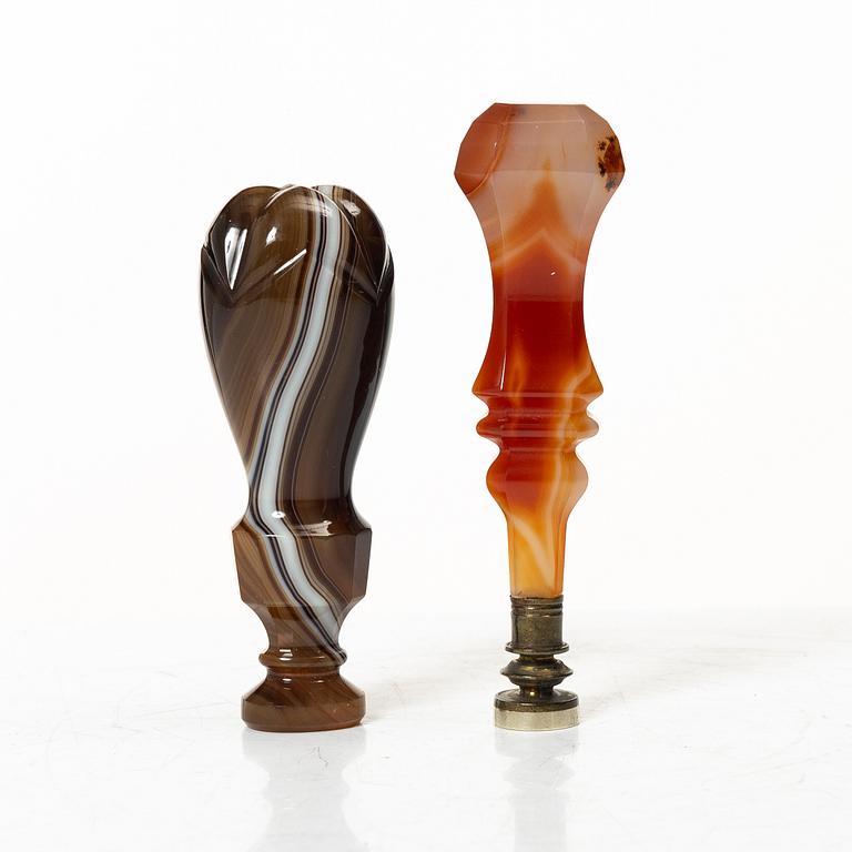 Two agate seals, Sweden, late 19th century.