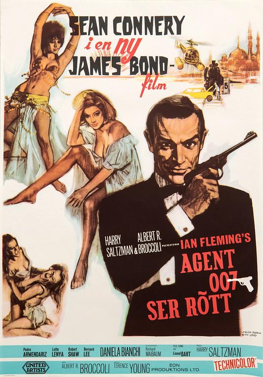 Filmaffisch James Bond "Agent 007 Ser Rött" ("From Russia With Love").