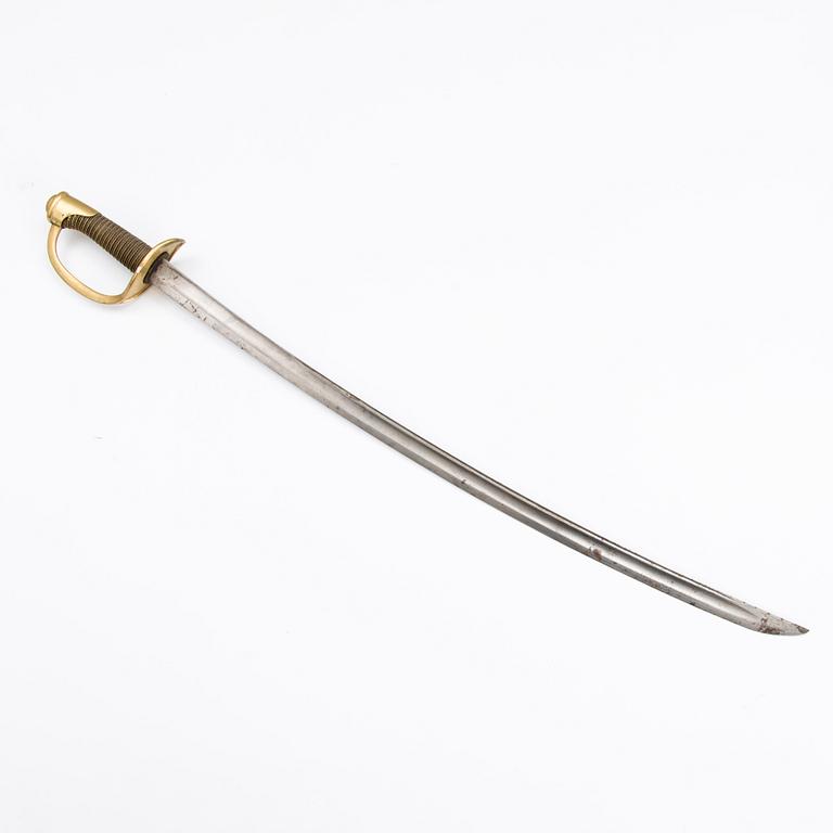 A French Cavalry Sabre, model 1822, shortened model for use in the Finnish dragoon regiment.