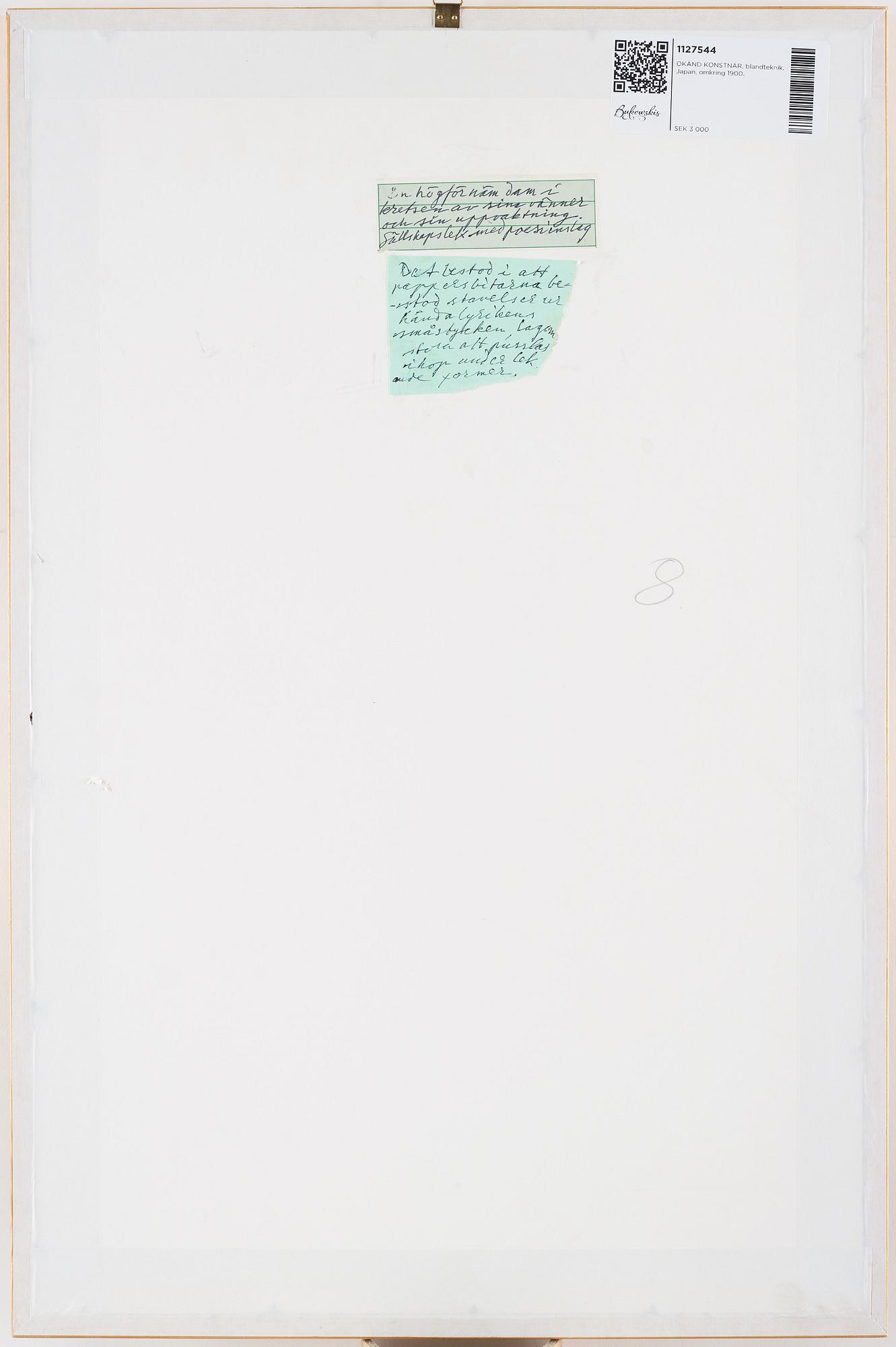 OKÄND KONSTNÄR, blandteknik. Japan, omkring 1900.