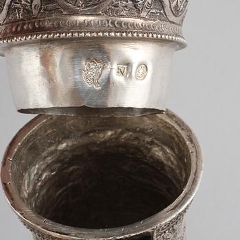 KAFFESERVIS, 4 delar, silver, orientalisk, 1900-tal, vikt 630 g.