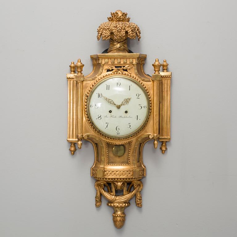 VÄGGPENDYL, gustaviansk, av Jacob Kock i Stockholm, verksam 1763-1803.