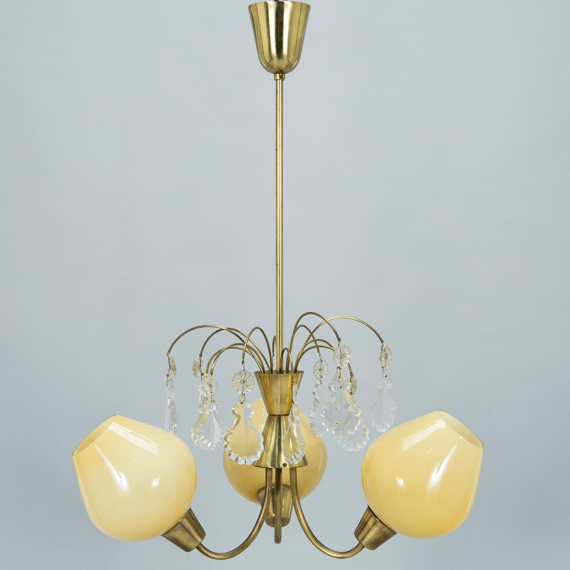 An Idman model K1-3/3 ceiling lamp, mid-20th century.