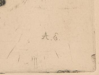 Albert Edelfelt, etching, signed on plate.