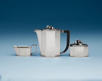 754. An Atelier Borgila sterling 3 pcs coffee service, Stockholm 1944.