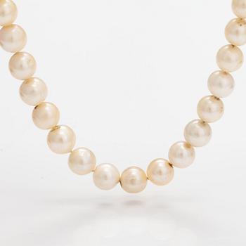 A pearl collier with cultured pearls and 14K white gold clasp.