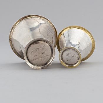 Two parcel-gilt Swedish silver beakers, second half of the 18th Century.