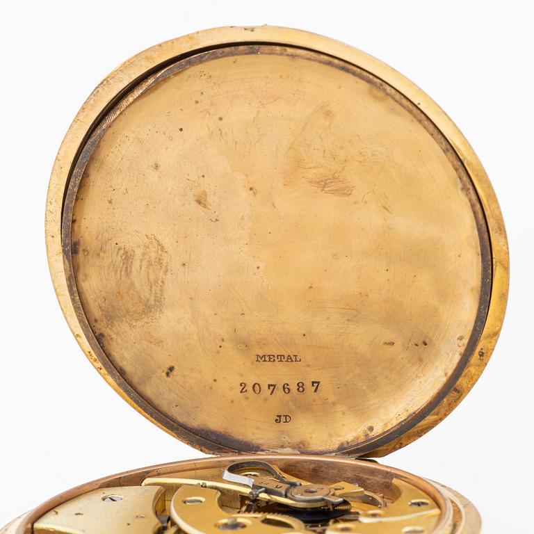 Fickur, 18K guld, med kedja nugget, savonett, 51,5 mm.