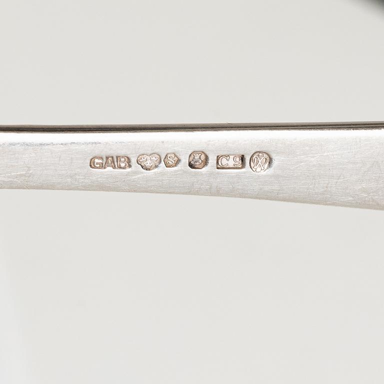 Jacob Ängman, a 102-piece silver flatware set, 'Rosenholm', in a box, GAB, Sweden, 1952-1997-.