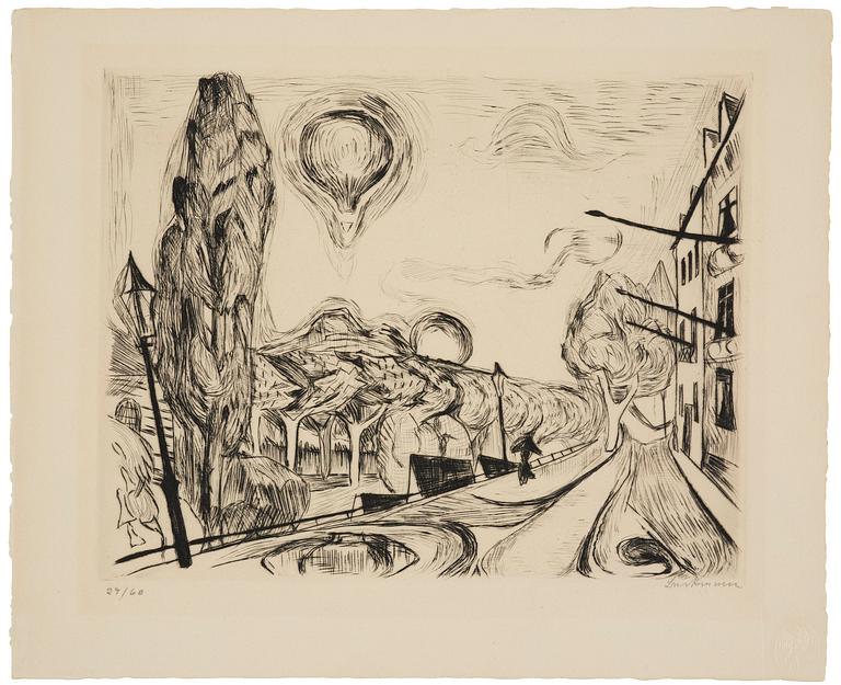 Max Beckmann, "Landschaft mit ballon" from "Gesichter".
