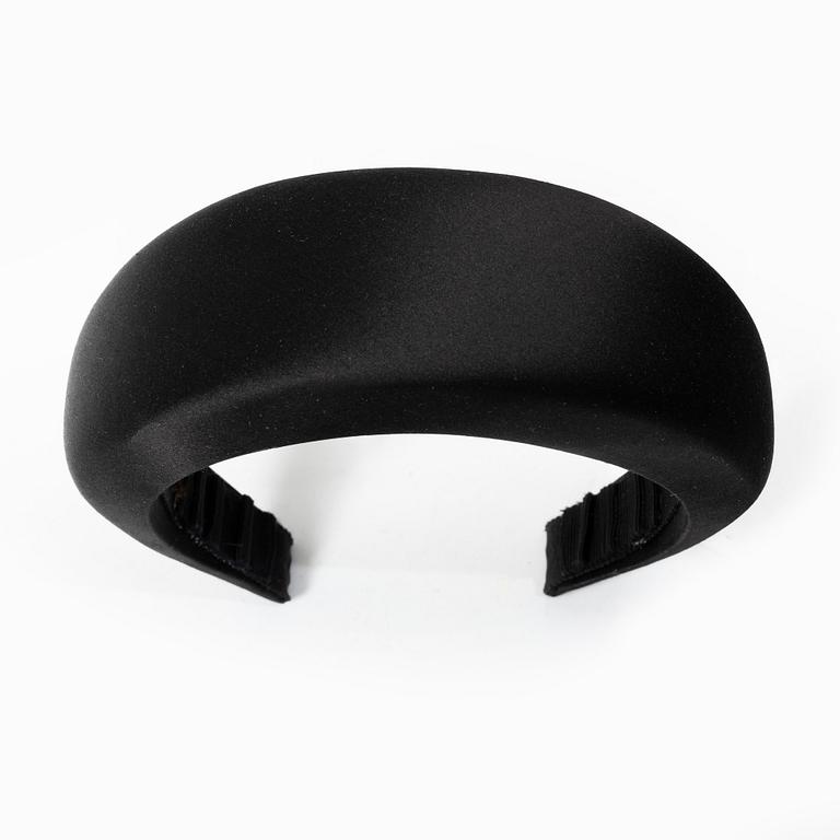 Prada, A black silk hairband.