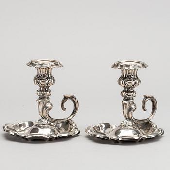 JOHAN OLOF ÖSTLUND, a pair of candlesticks Gävle 1862.