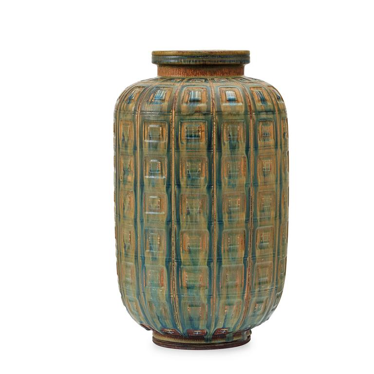 A Wilhelm Kåge 'farsta' stoneware urn, Gustavsberg Studio, Sweden 1953.