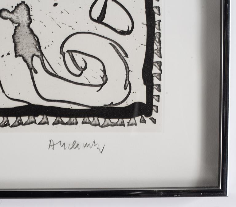 Pierre Alechinsky,  etching and  linocut, 1989, signed 2/125.