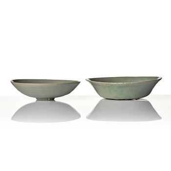 Two Korean celadon-glazed bowls, Goryeo Dynasty, 12th/13th century.
