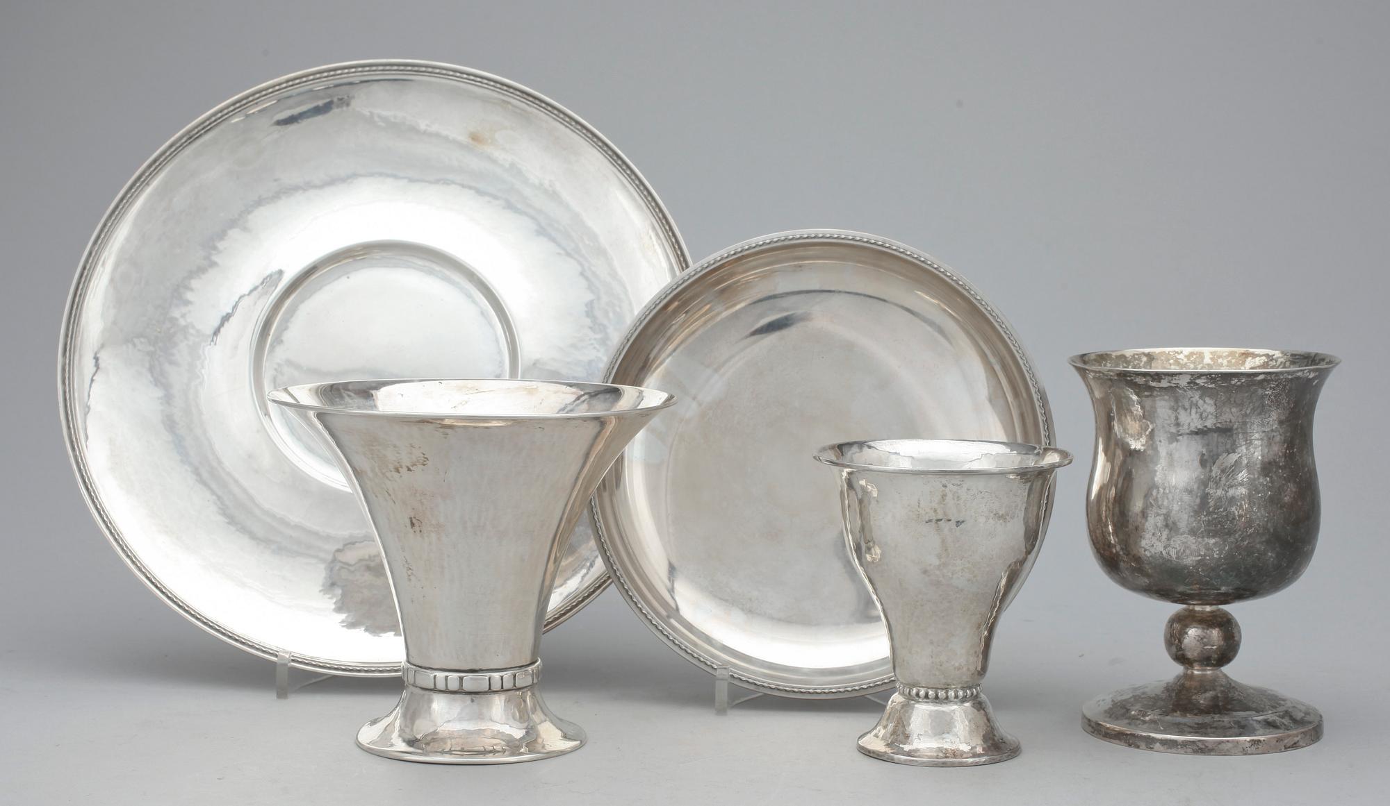 PARTI SILVER, 5 delar, bl.a. Albin Öijving, 1946, vikt ca 1100 g.