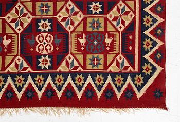Cover, rya rug, southwestern Skåne, around the year 1900, Approx. 210 x 120 cm.