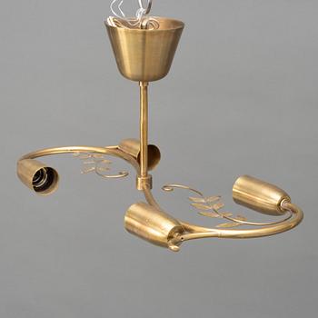 A brass ceiling lamp, marked K&H, Norway, mid 20th century.