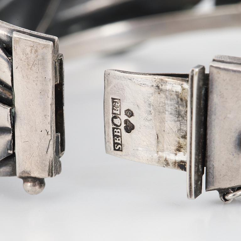 ARMRING, silver kalcedon, Stämplad Seb Stockholm.
