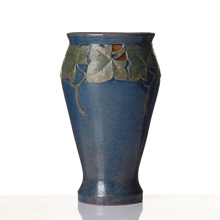Hilma Persson-Hjelm, a glazed earthenware art nouveau vase, executed in her own studio, Arvika, 1921. No 8415.