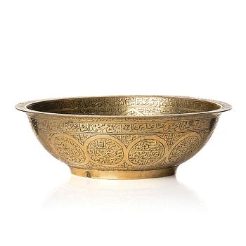 330. An engraved persian copper alloy, a so called 'Magic bowl',  Qajardynasty (1789–1925).