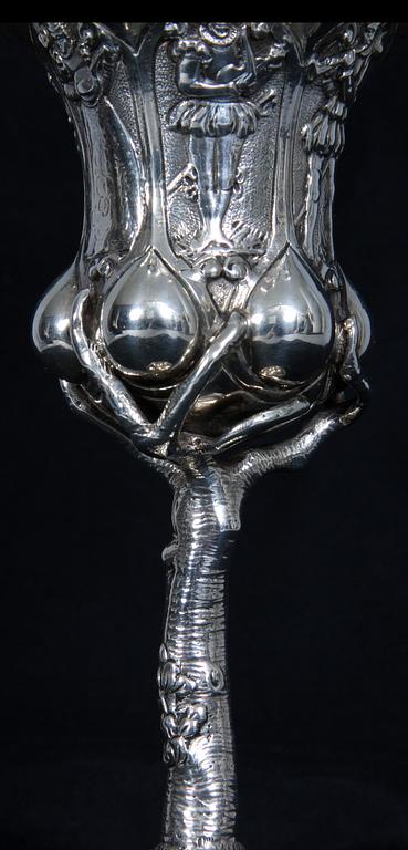 LOCKPOKAL, silver, barockstil, bär otydl utländska stämplar, 1900-tal.