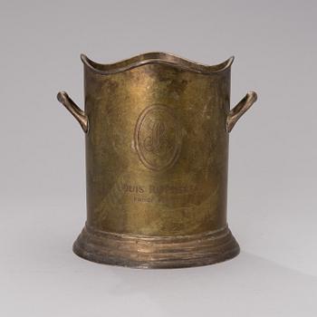 A Louis Roederer champagne cooler of silver plated brass.