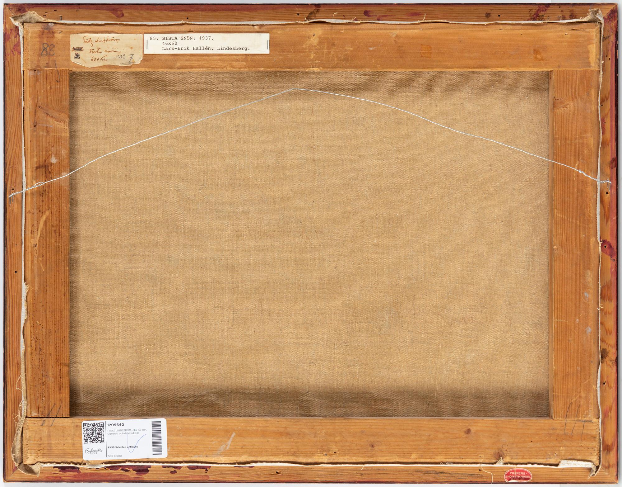 FRITZ LINDSTRÖM, oil on canvas, signed.