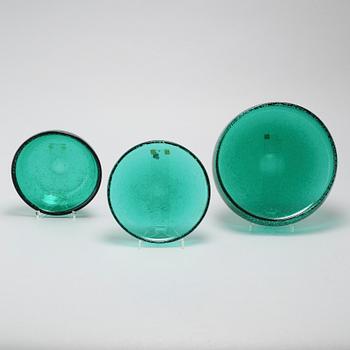 Six pieces of "Grønland" glass table ware, by Arne Jon Jutrem for Hadeland Glassverk in 1953, in serial production 1954.