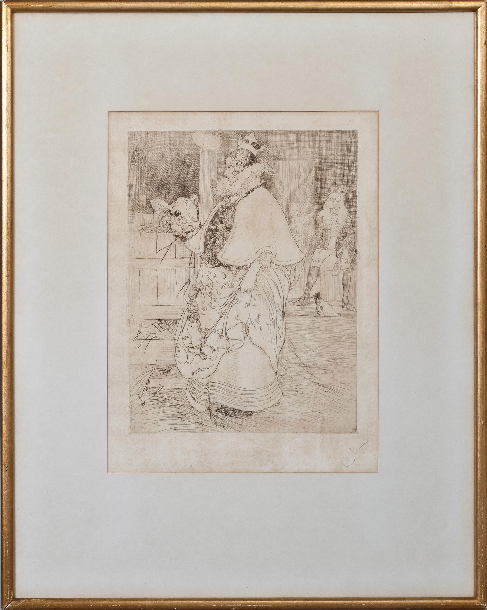 CARL LARSSON, etsning, monogramsign.