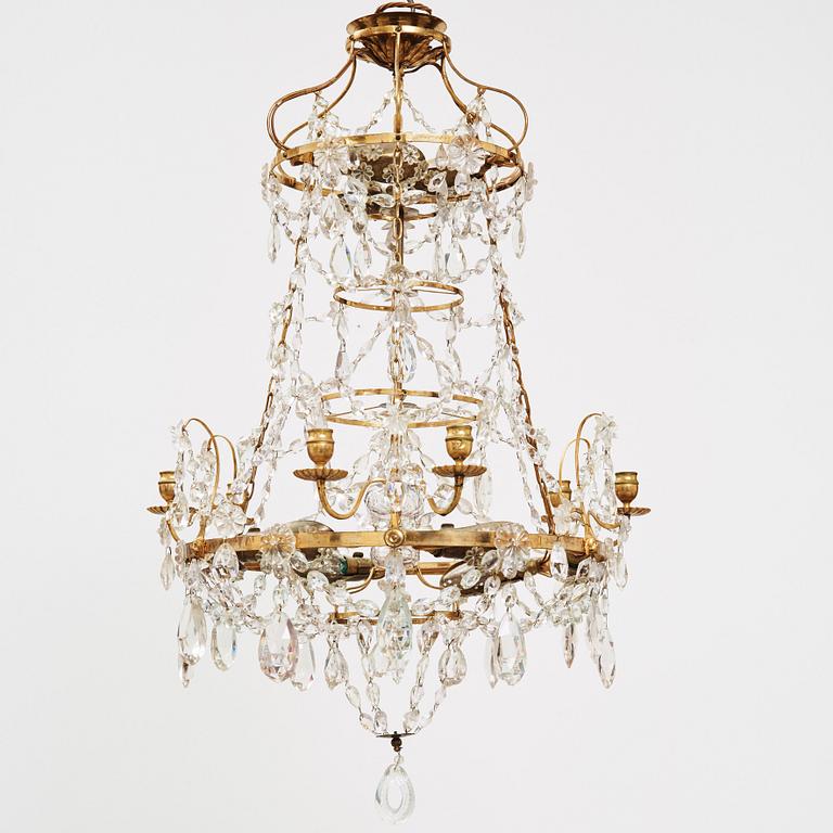 A Gustavian late 18th century six-light chandelier.