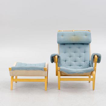 Bruno Mathsson, fåtölj med fotpall, "Pernilla", DUX.